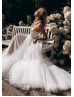 Two Piece Blush Satin Ivory Tulle Fashionable Wedding Dress